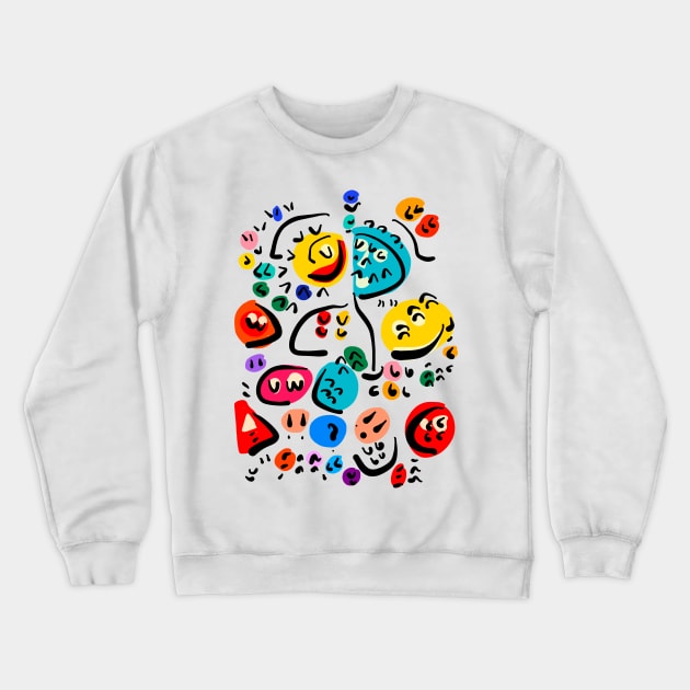 Graffiti Smileys Abstract Pattern Crewneck Sweatshirt by signorino